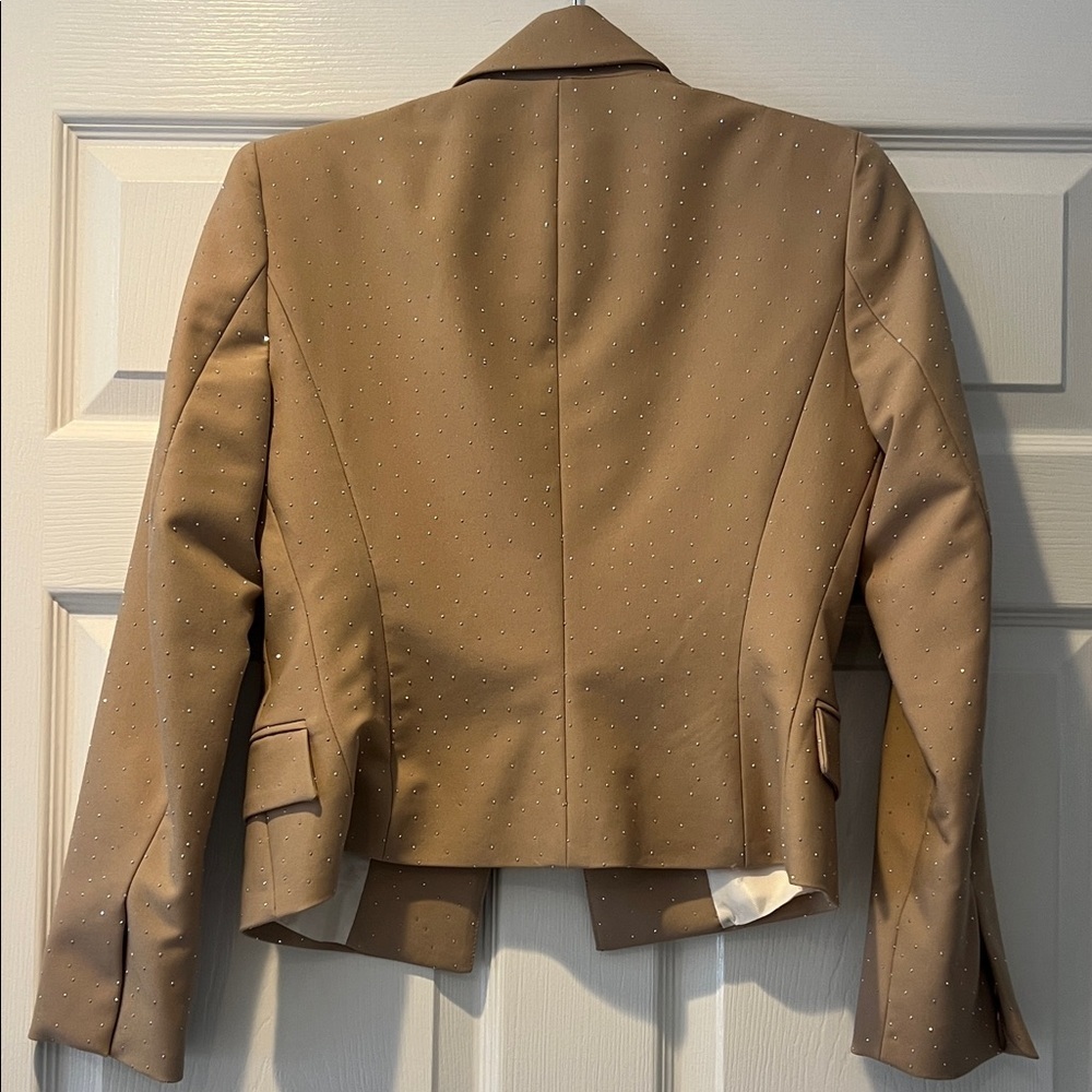 NWOT Zara Tan Women's Blazer with Subtle Studs Size XS - Picture 3 of 8